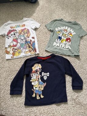 Paw Patrol tops in White, Sage Green and Navy